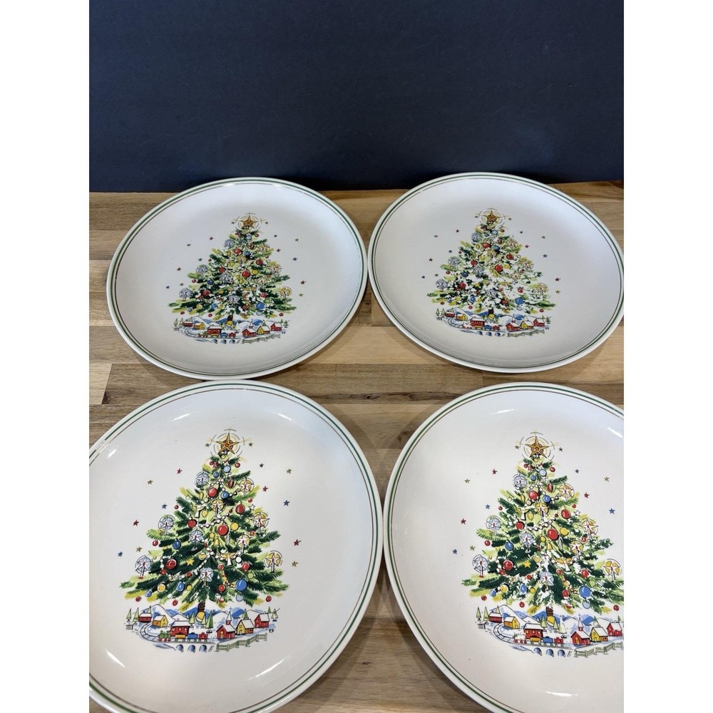 Salem Christmas Eve Viktor Schreckengost Christmas Tree Plates Set of 4 READ